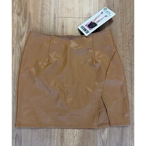 Rewash Brand Skirt Womens Small Camel Brown Vegan Leather Mini